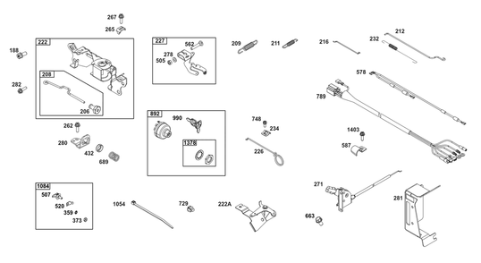 Controls Group Diagram and Parts List for 356447-0699-B5 200000 - 399999 Briggs and Stratton Engine